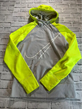 Women’s Nike light gray and hot yellow hoodie size medium